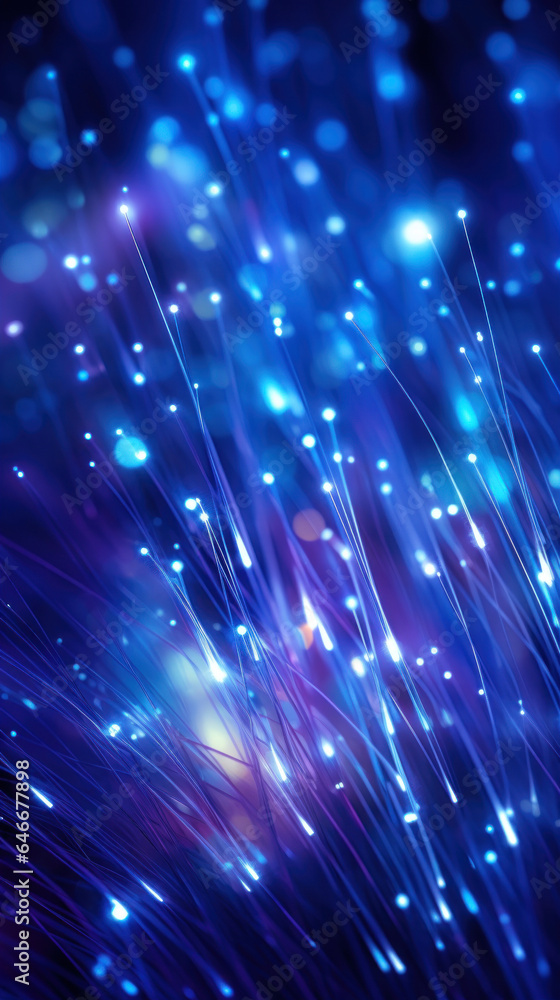 Fototapeta premium Abstract blue close up blue fiber optics light