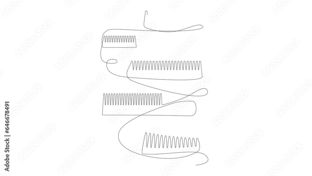 Continuous Line Comb Icon, Monoline Barber Symbol, One Line Haircut Logo Silhouette, Hairbrush Sign, Grooming, Service Endless Shape Continuous Line Comb Icon, Monoline Barber Symbol, One Line Haircut Logo Silhouette, Hairbrush Sign, Grooming, Service Endless Shape