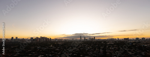sunset cityscape at the border of Quezon and Pasig city Philippines