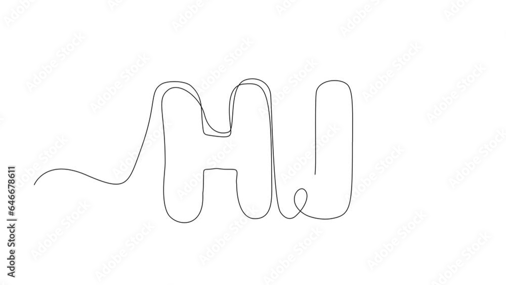 Continuous Line Hi Icon, Monoline Greeting Symbol, One Line Welcome Quote Silhouette, Hello Sign, Greeting Message Endless Shape Continuous Line Hi Icon, Monoline Greeting Symbol, One Line Welcome Quote Silhouette, Hello Sign, Greeting Message Endless Shape