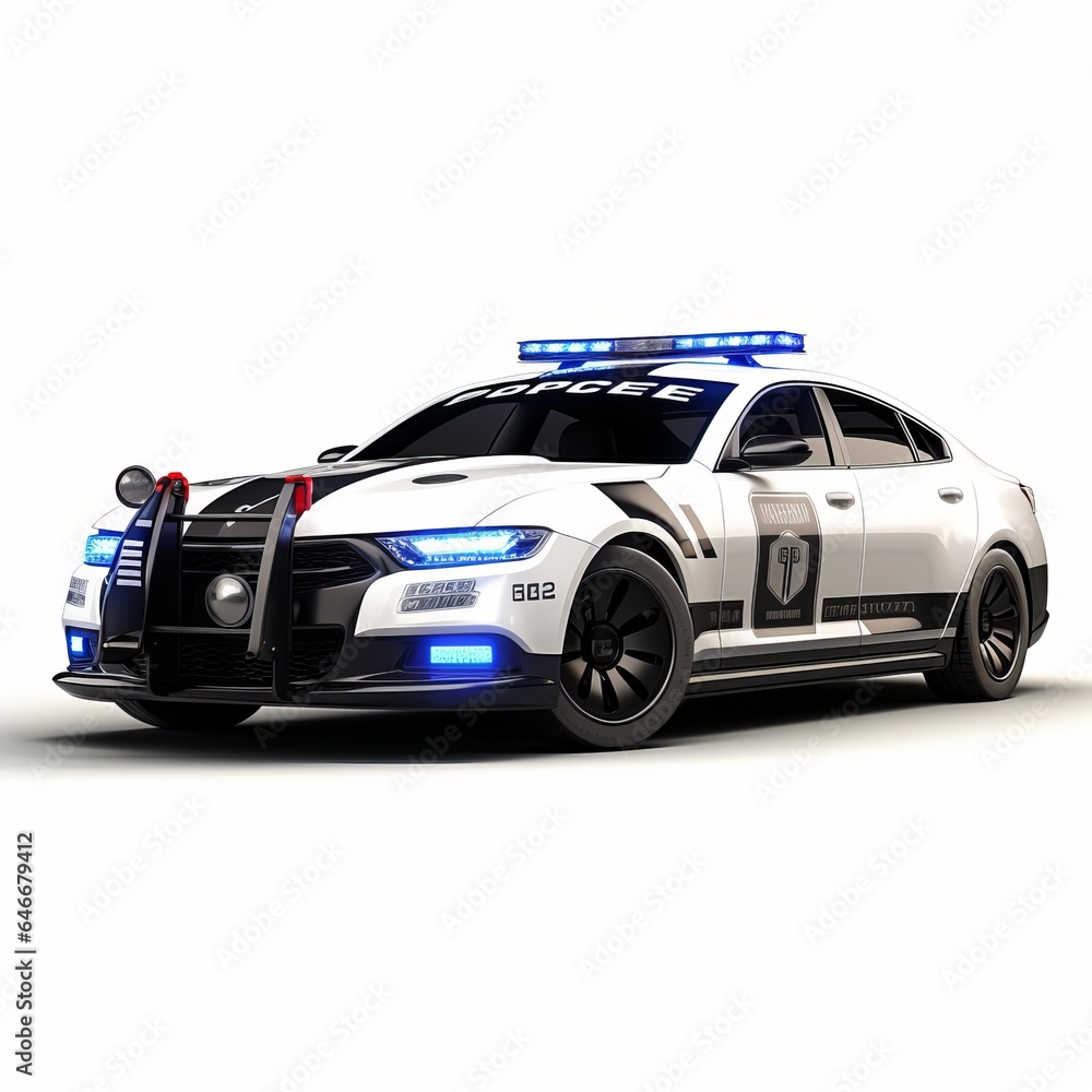Police Car Isolated on White Background