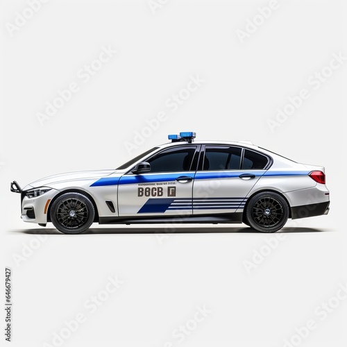 Police Car Isolated on White Background