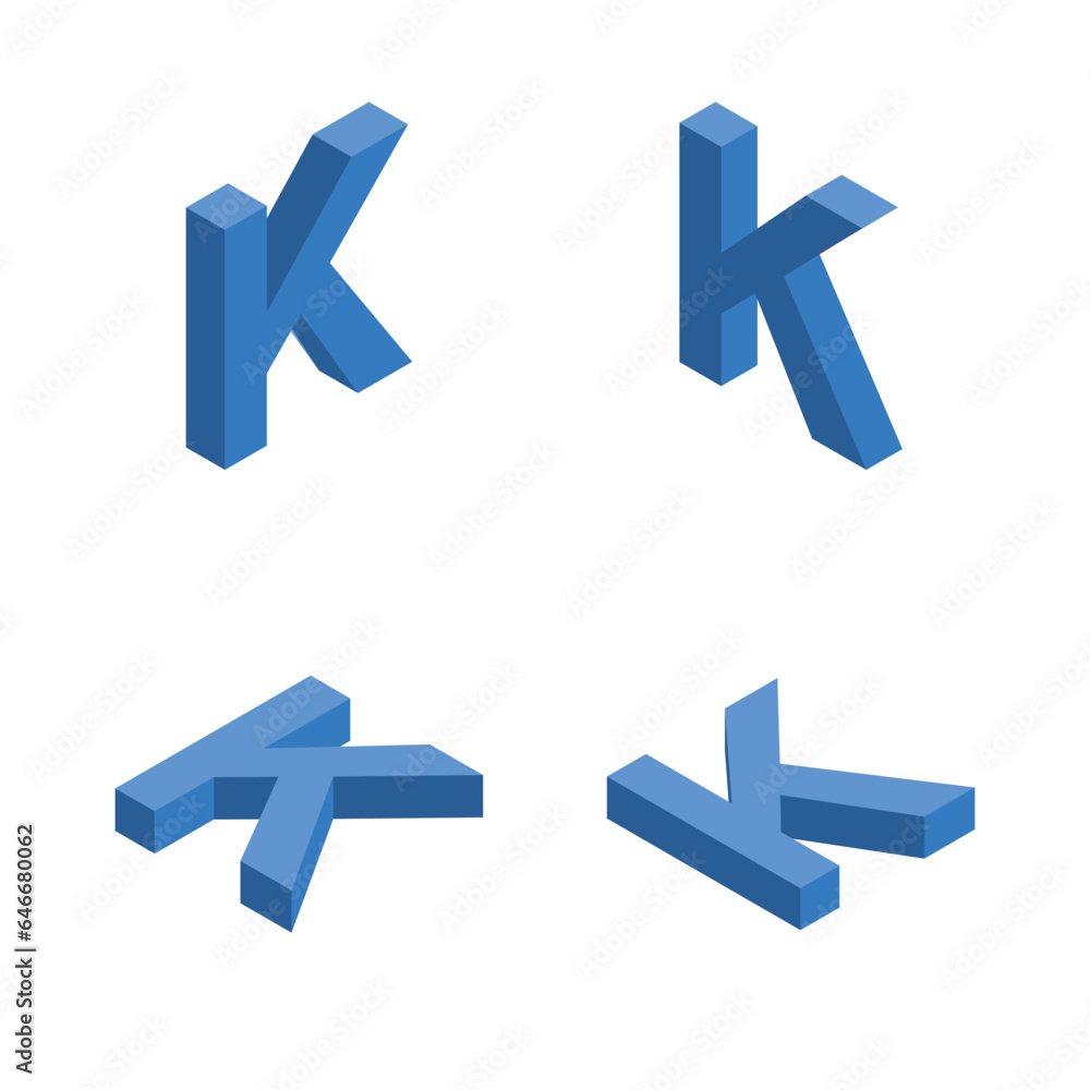 Isometric letter K. Template for creating logos. Isometric letter K. Template for creating logos.