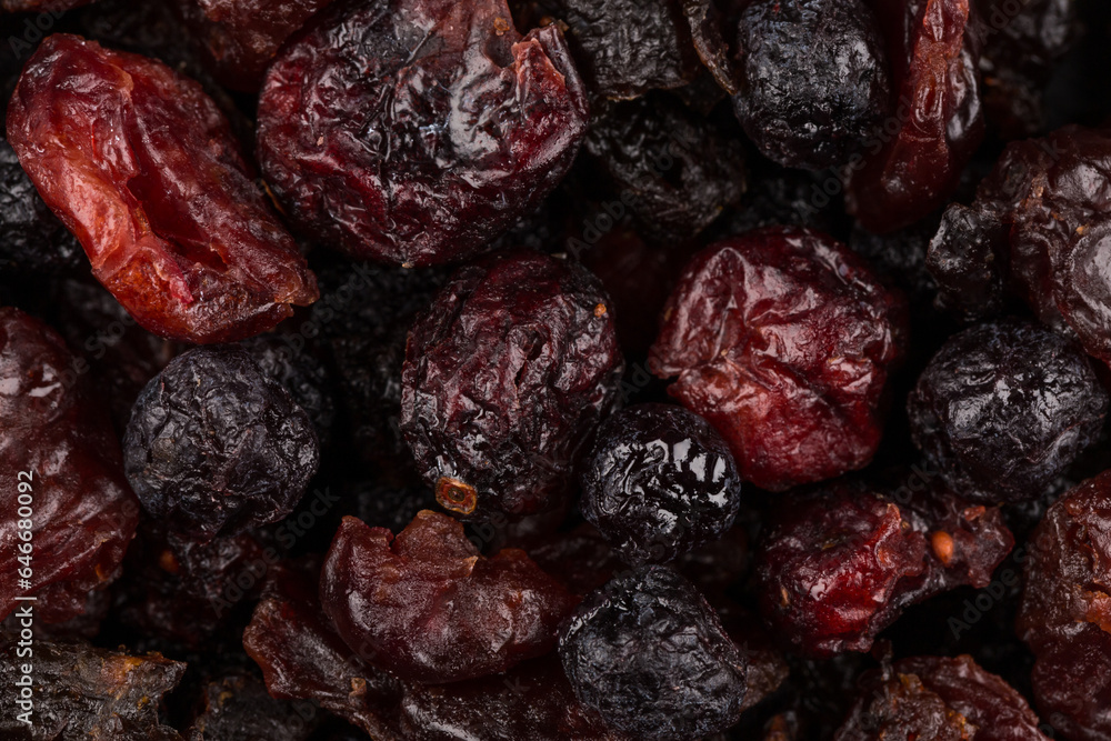Dried cranberries, cherries and blueberries Dried cranberries, cherries and blueberries