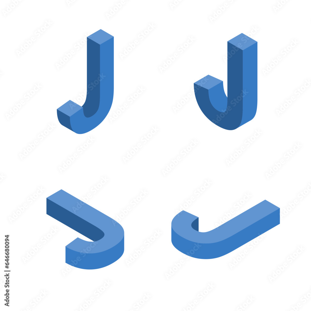 Isometric letter J. Template for creating logos. Isometric letter J. Template for creating logos.