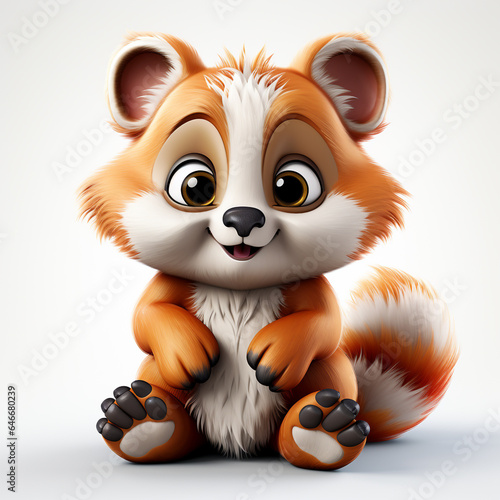 3d cartoon cute red panda