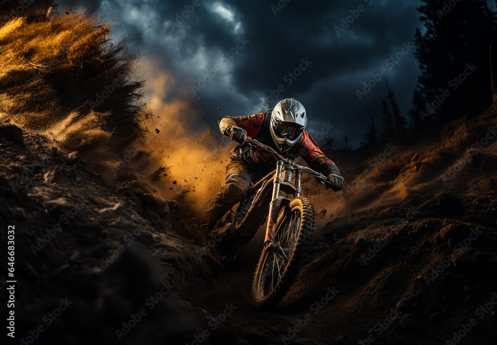 A man riding a dirt bike downhill