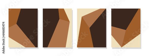Abstract geometric polygonal design in rich dark brown hues. Elegant and minimalist illustration for wall art, posters, covers, wallpapers, banners, flyers, cards, and decor.