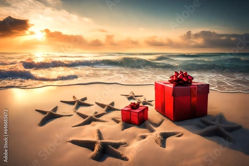 Christmas gift on the beach
