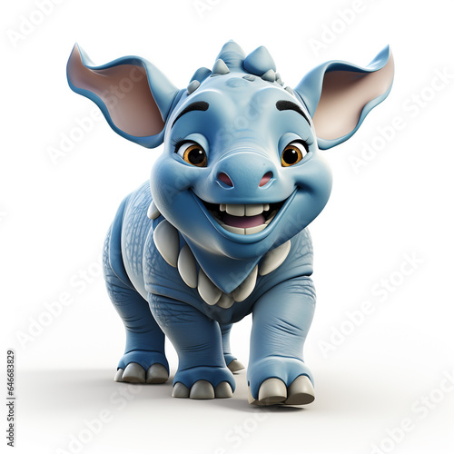 3d cartoon cute rhino