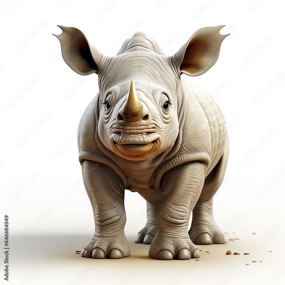 Fototapeta premium 3d cartoon cute rhino