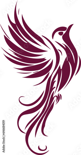 Abstract bird symbol with a tattoo-style vector design