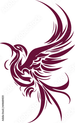 Abstract vector symbol of a bird in flight presented as a monochrome representation