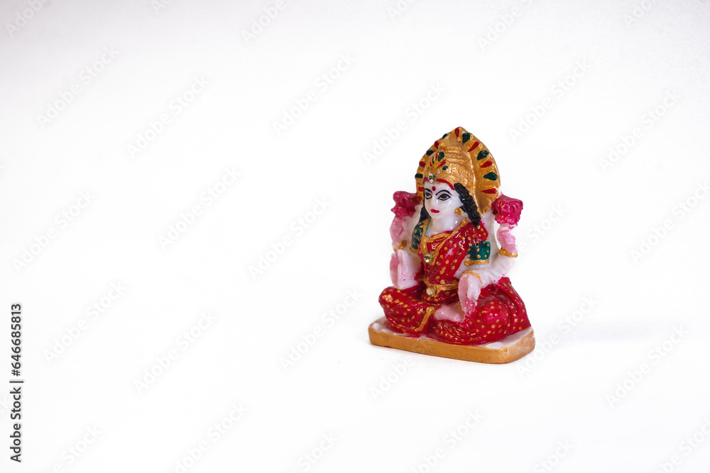 Indian God idol maa durga statue isolated on white background