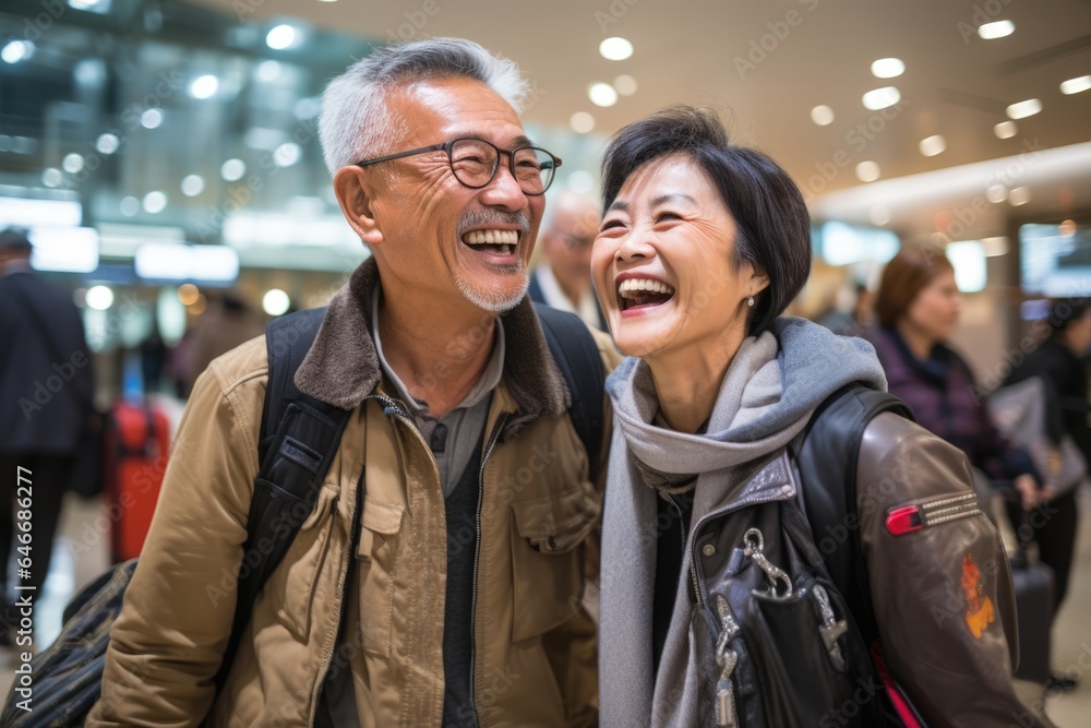 Retirement Adventure: Smiling Couple Ready to Travel Retirement Adventure: Smiling Couple Ready to Travel
