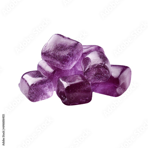 Grape flavored candy, transparent object
