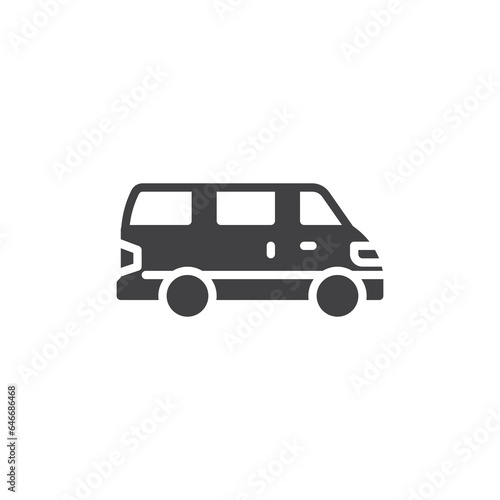 Minivan car side view vector icon