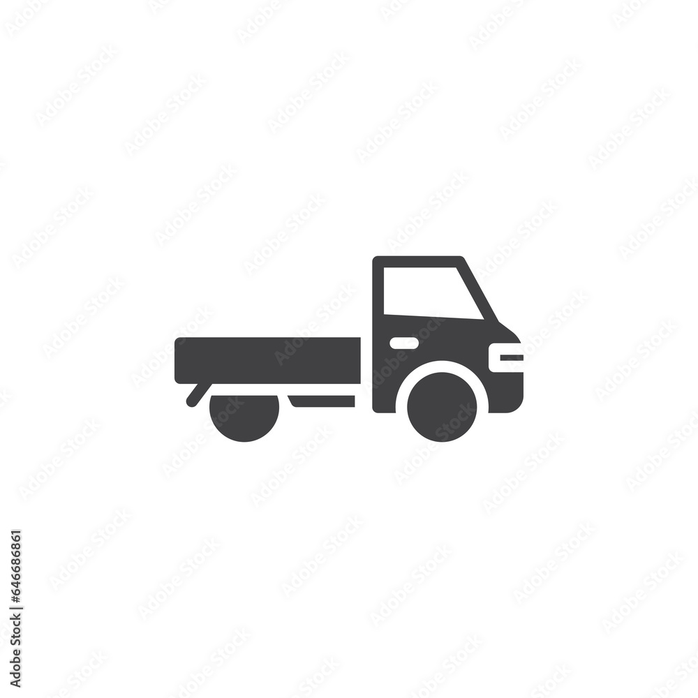 Mini truck side view vector icon