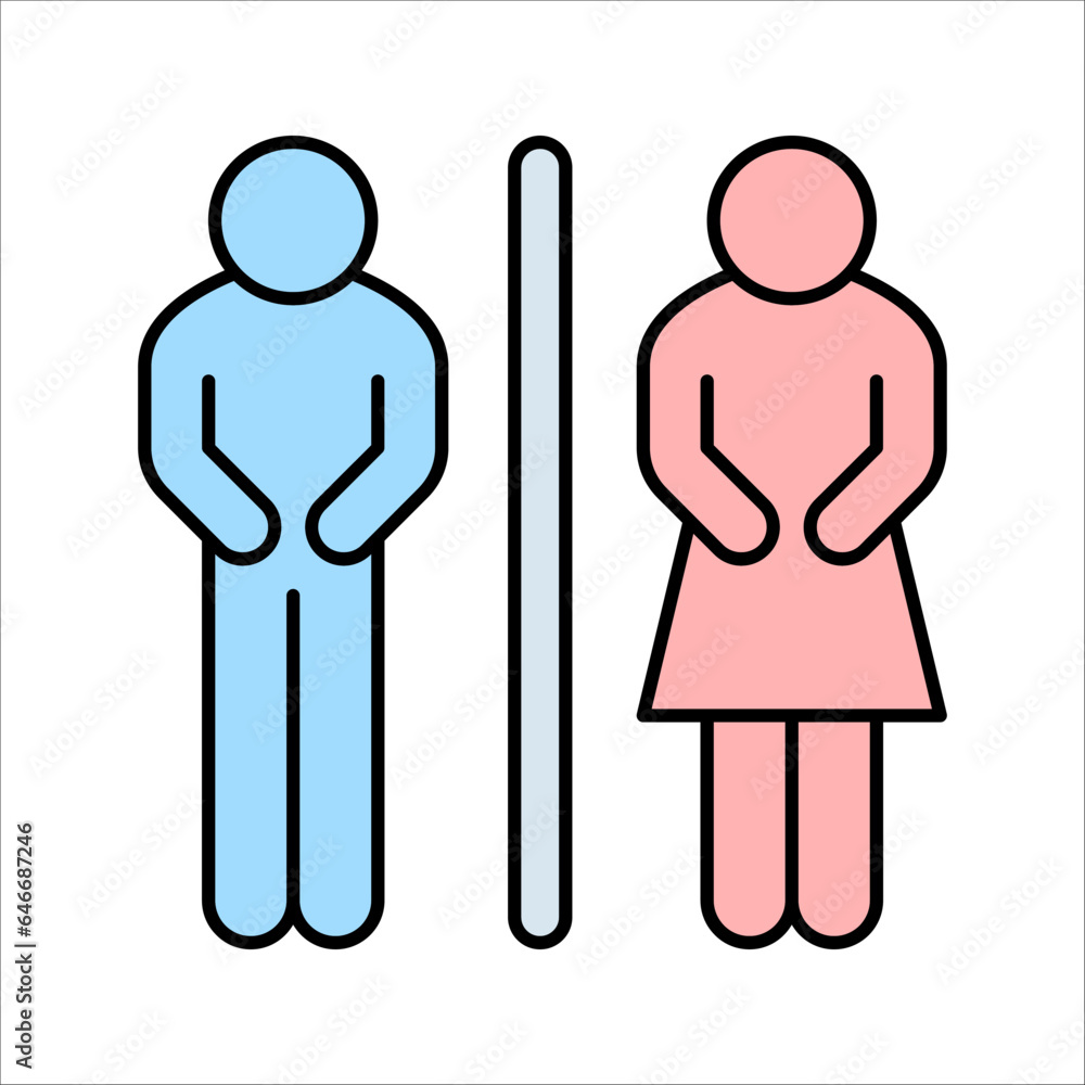 men and women restroom icon. toilet icon sign symbol. vector illustration on white background men and women restroom icon. toilet icon sign symbol. vector illustration on white background