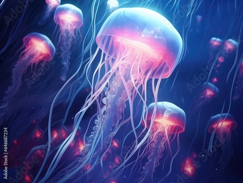 An ethereal underwater world filled with abstract jellyfish-like creatures and swirling currents  perfect for aquatic-themed abstract backgrounds.4K