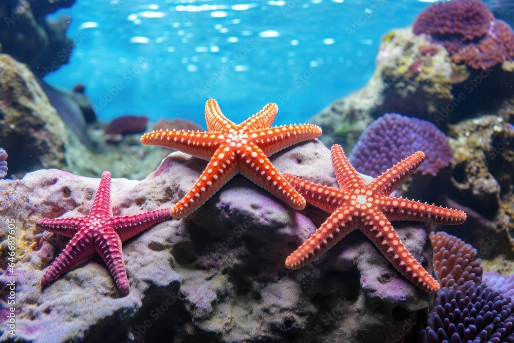 starfish at the bottom of the ocean. starfish at the bottom of the ocean.