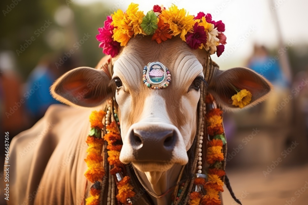 cow in India decorated.