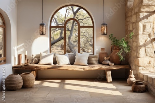 cozy boho entrance hall with light natural materials