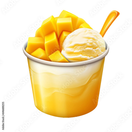 Mango ice cream tub, transparent object