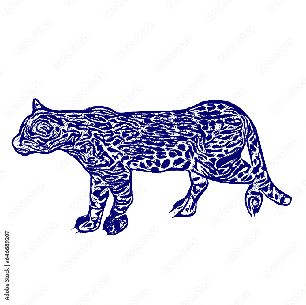 Fototapeta premium sketch of a tiger with a transparent background