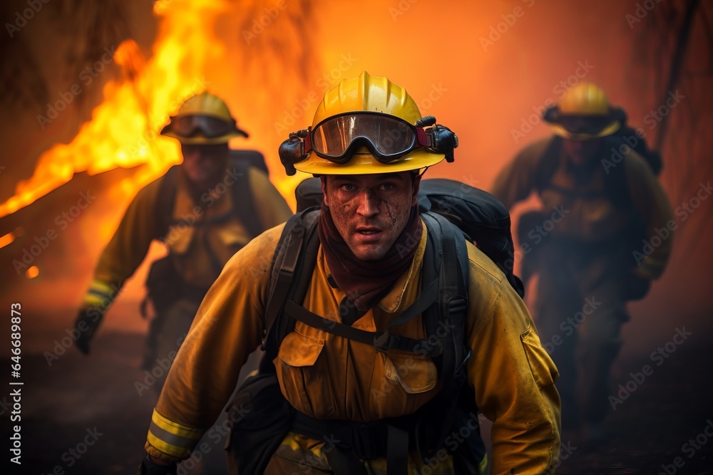 firefighters in a forest fire. cataclysm. generative ai. firefighters in a forest fire. cataclysm. generative ai.