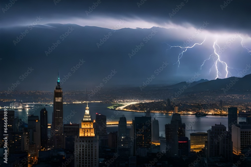 Fototapeta premium lightning over the city