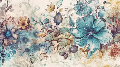 Watercolor floral seamless pattern. Hand drawn illustration. generative ai