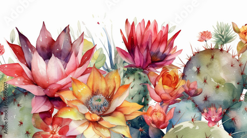 Watercolor floral background. Hand painted watercolor flowers on white background. generative ai