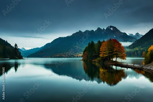 lake and mountains