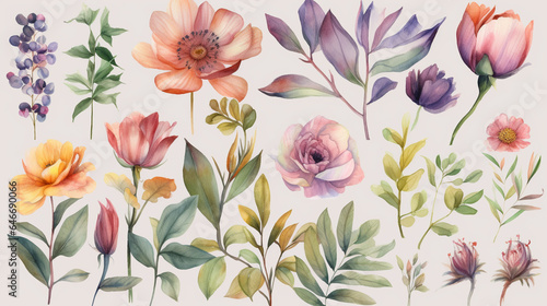 Watercolor floral seamless pattern. Hand drawn illustration. generative ai © Graphicsstudio 5
