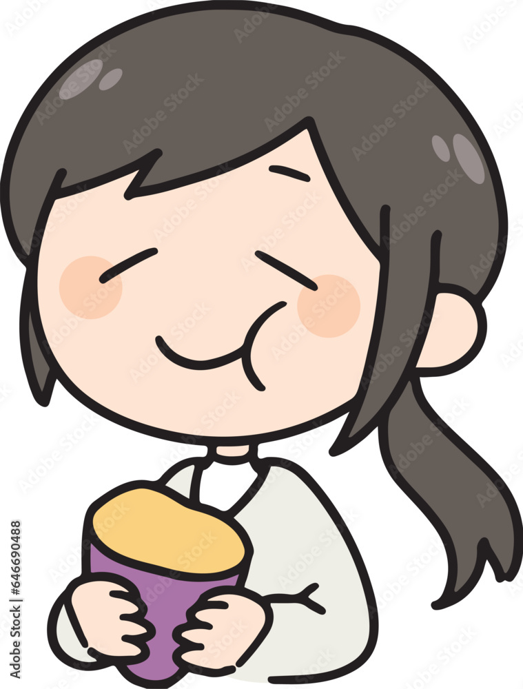 Obraz premium さつまいもを食べる女性