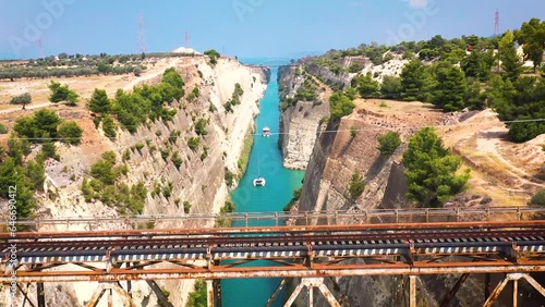 Corinth canal filmed from drone view photo