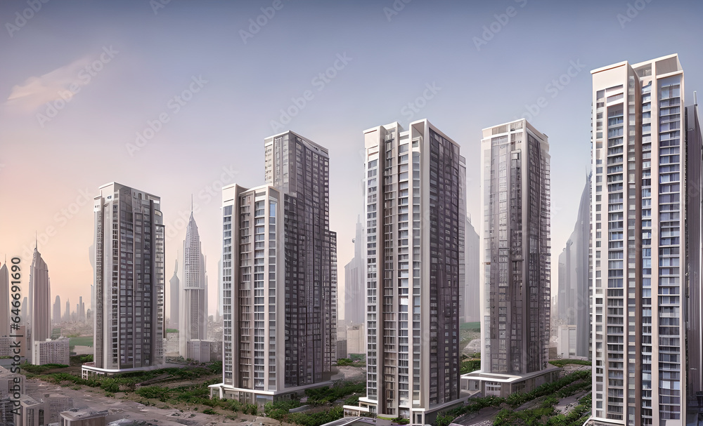 Big city during the day, future style, Generative AI Big city during the day, future style, Generative AI