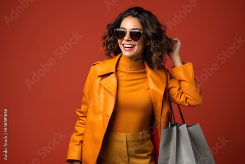 Woman fashion carry shopping bag with studio shot, Black Friday concept, Generate with Ai.