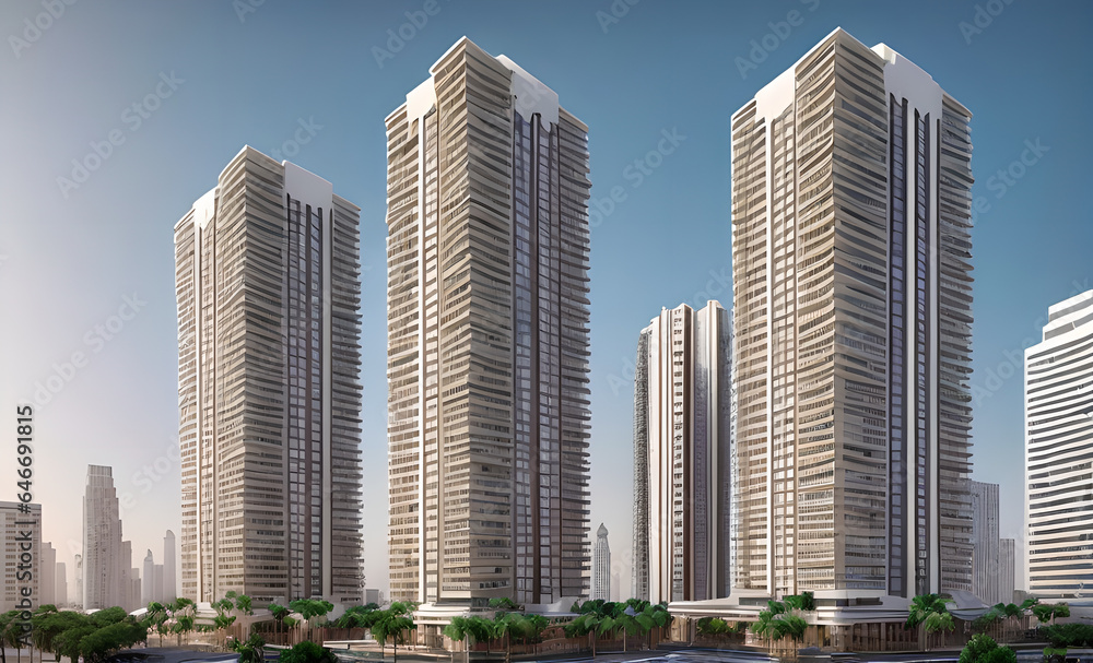 Big city during the day, future style, Generative AI Big city during the day, future style, Generative AI