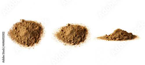 three heaps of hojicha, traditional japanese tea