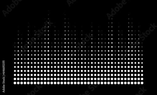 White grunge halftone dots gradient texture background. Black and white circle dots pattern. Spotted vector illustration
