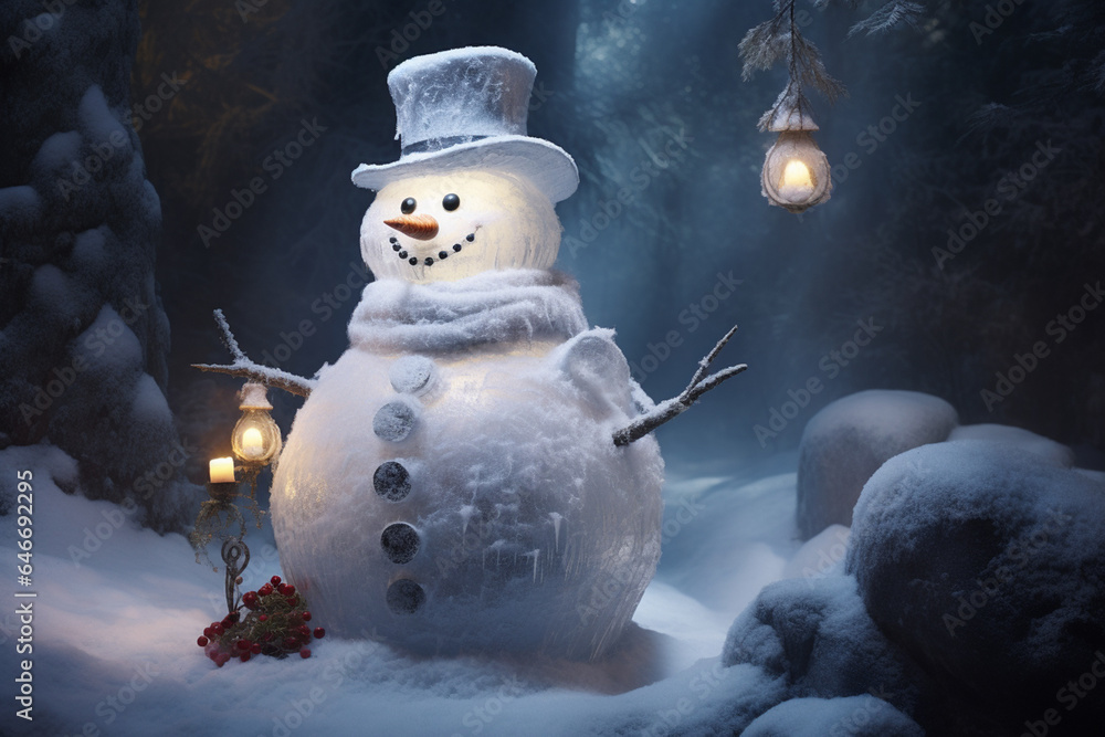 Obraz premium Snowman in winter and Christmas festival.