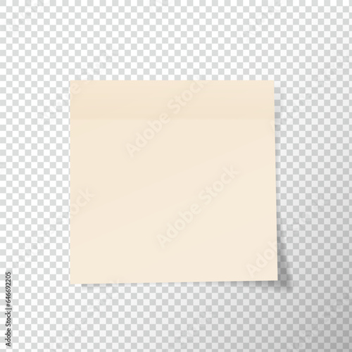 Collection of cream note papers or post stickers or post notes with curled corner ready for your message on transparent background. vector design.