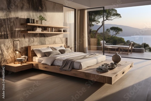 cozy master bedroom with light natural materials © Fred