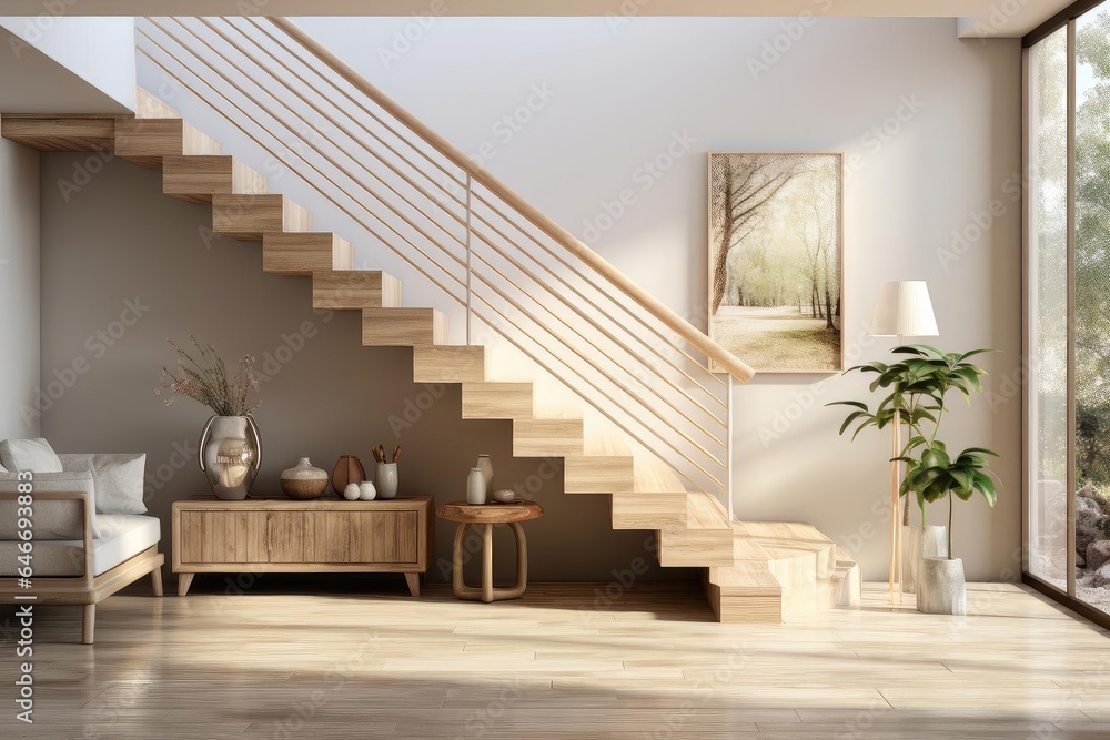 cozy scandinavian entrance hall with staircase and light natural materials cozy scandinavian entrance hall with staircase and light natural materials
