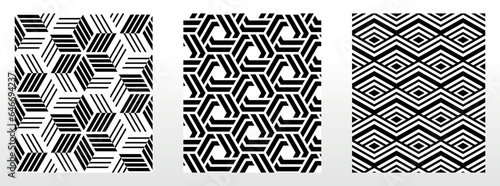 Geometric set of seamless black and white patterns. Simpless vector graphics