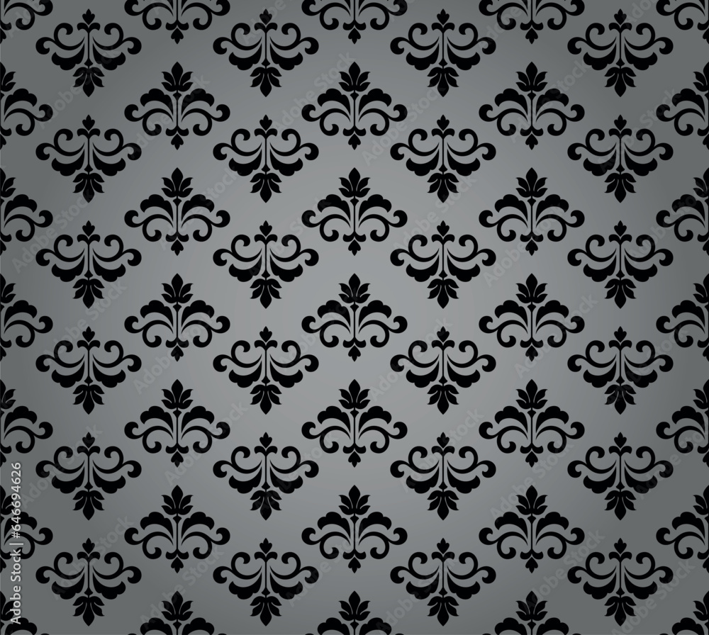 Flower geometric pattern. Seamless vector background. Black and gray ornament. Ornament for fabric, wallpaper, packaging. Decorative print Flower geometric pattern. Seamless vector background. Black and gray ornament. Ornament for fabric, wallpaper, packaging. Decorative print
