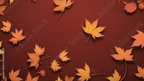 Autumn Whispers: A Tapestry of Fallen Maple Leaves Against a Rich Chocolate Backdrop ( ImageTitle, AutumnLeaves, Maple, FallSeason, Texture, Background, WarmColors ) photo
