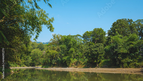Kuningan west java,calm river accompanied by beautiful trees 